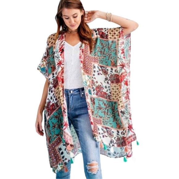 Umgee Tops - Umgee Floral Kimono Duster size Medium/Large